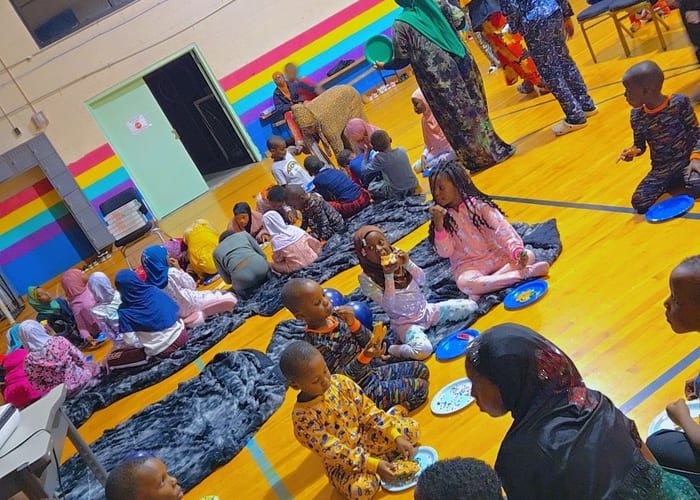 Multicultural potluck dishes shared at a community celebration