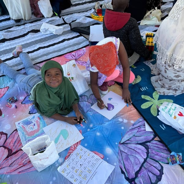 Children drawing and creating art together