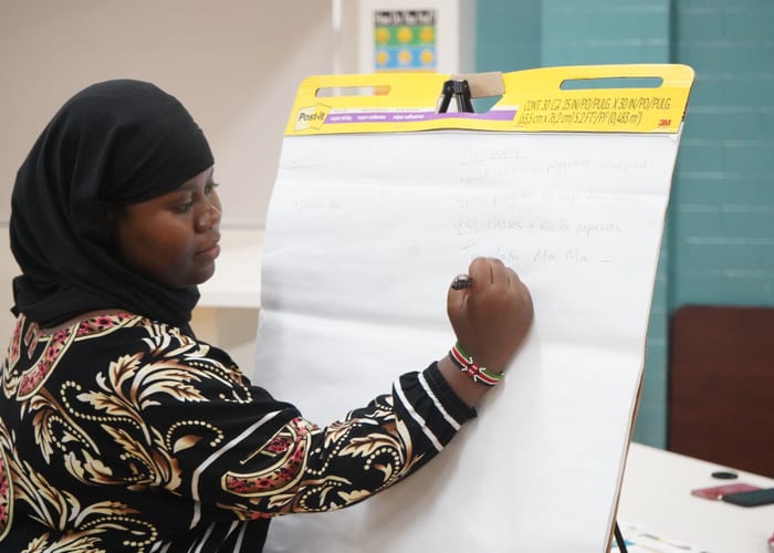 Community speaker at a panel discussion during an Engagement Night
